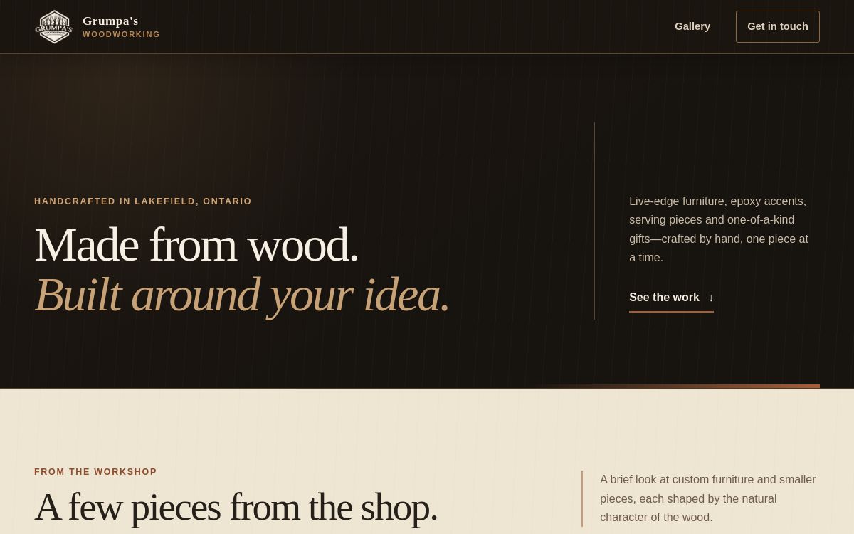 Grumpa’s Woodworking website preview